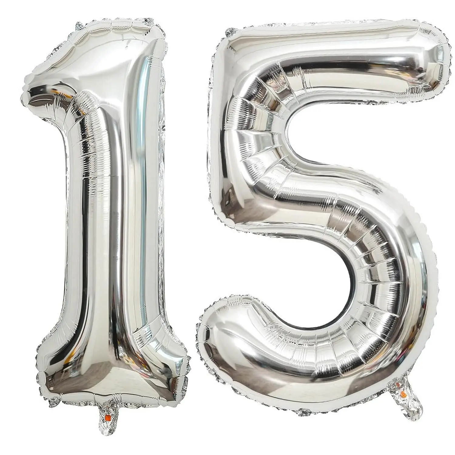 40 Inch Silver 15 Number Balloons Giant 15 Or 51 Balloons Silver Birthday 15 Balloons 15Th Birthday Anniversary Party Decorations Supplies