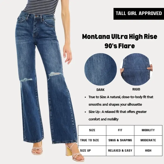 [TALL GIRL APPROVED] KANCAN - Montana Women's Denim Ultra High Rise 90's Flare