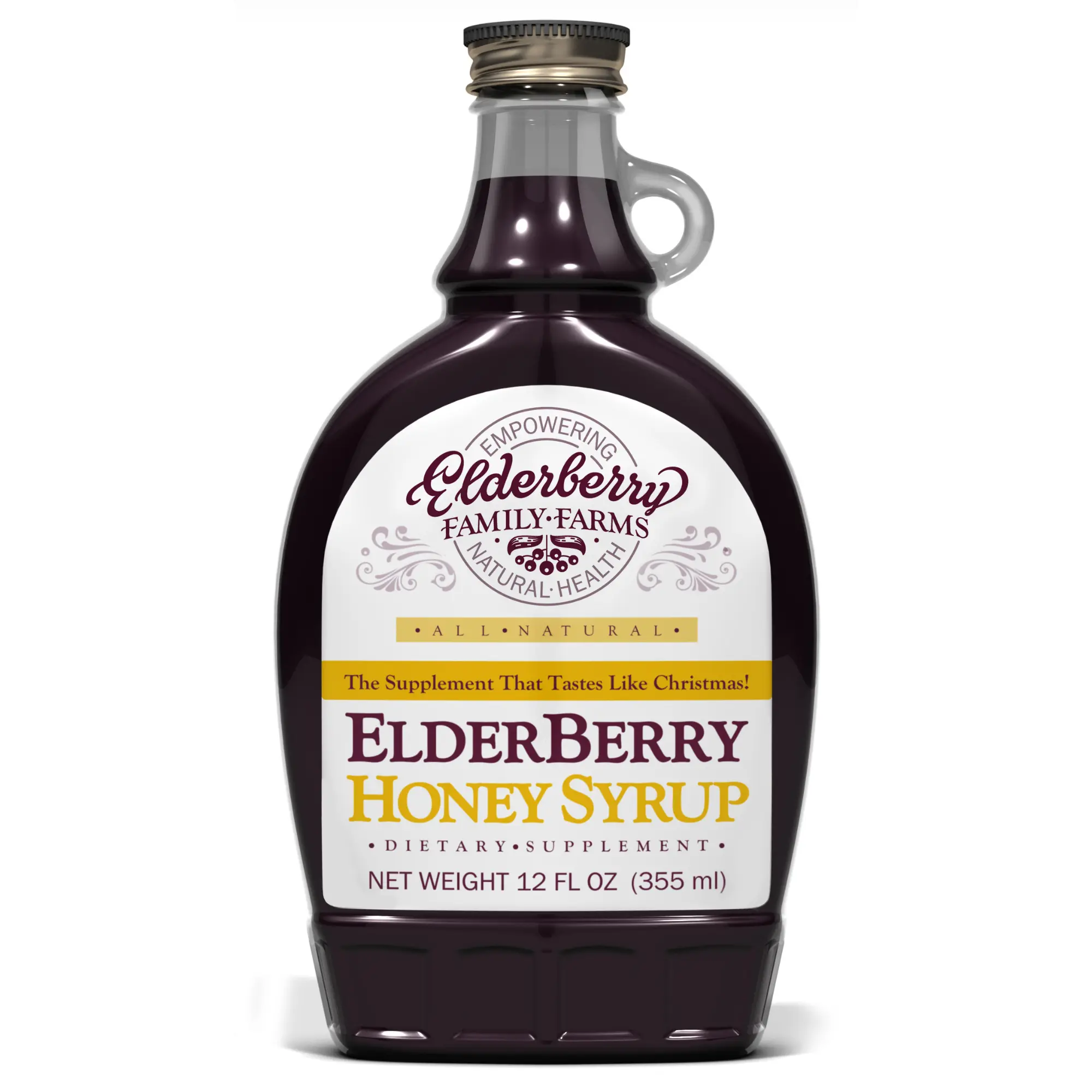 Elderberry Honey Syrup - 12 oz. All Natural Honey Syrup that Tastes Like Christmas