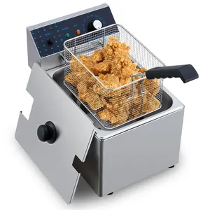 Electric Deep Fryer, 2 Gallon Stainless Steel Countertop Fryer with Basket, 140°f-392°f Adjustable Temperature, Commercial and Home Fryer for Chips, Chicken, Fish, Onion Rings, Restaurant, Food Truck