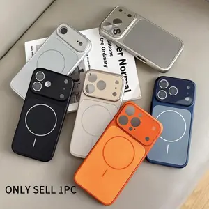 Magnetic Wireless Charging iPhone Case (Orange) | Luxury Glass Camera Protector - Protective Soft Back Cover Fits 17 AIR/16/15/14/13 Pro Max (Instant 17 Upgrade, Durable Protection) Accessories