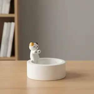 Cute Cartoon Cat Design Candle Holder, 1 Count Resin Craft without Candle, Decorative Candle Holder for Home Party Wedding, Decoration Items, Halloween