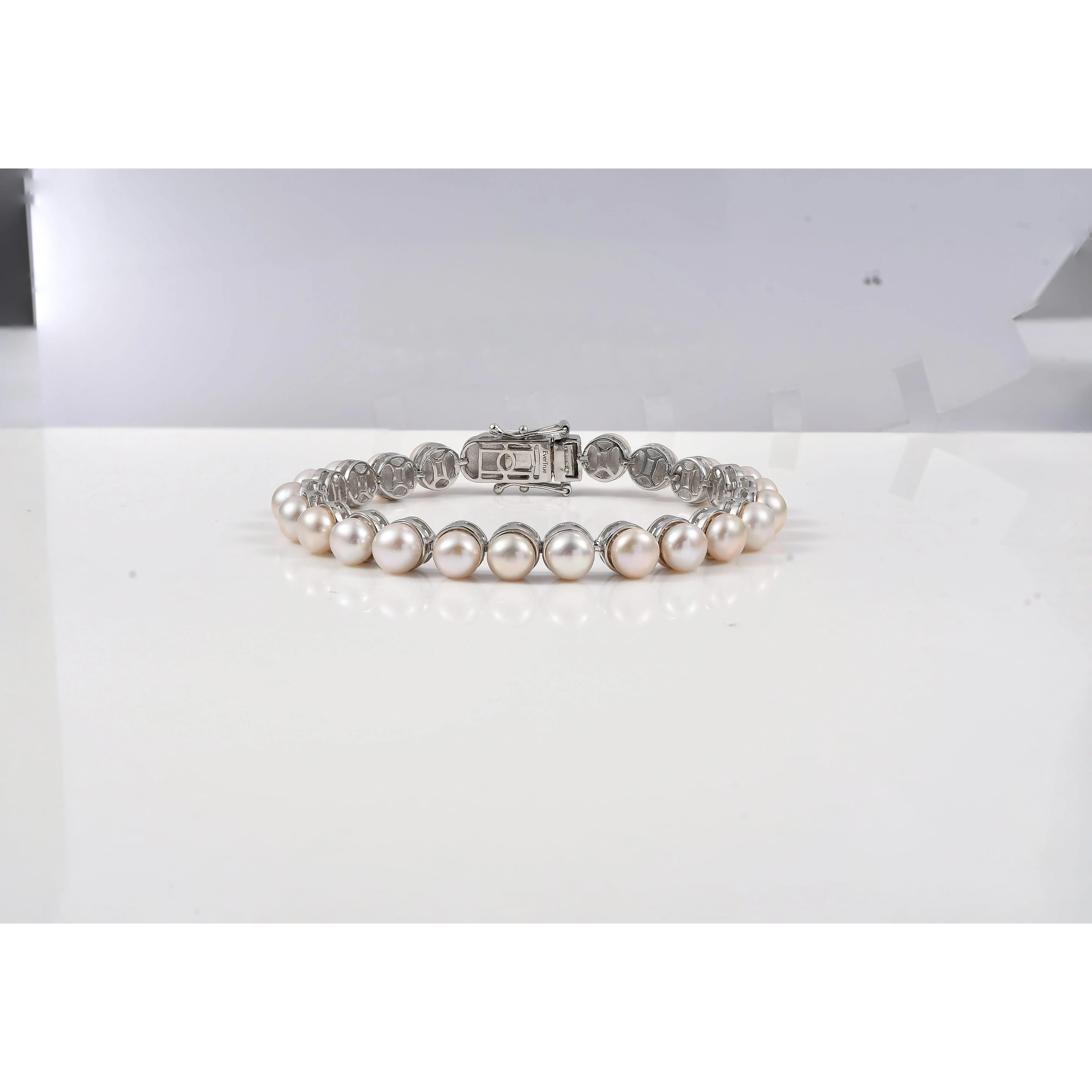EverTrue Pink Freshwater Pearl Endless Elegance Bracelet in Platinum Bond (6.50 In)