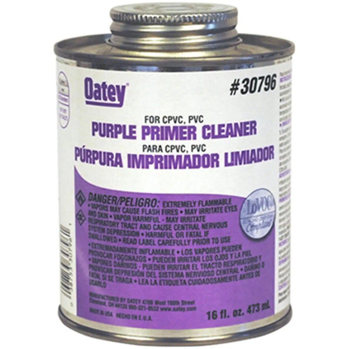 212 MAIN Oatey 30796 16 oz All-Purpose Purple Primer Cleaner - Household Plumbing Cleaner, PVC-Compatible Multi-Cleaner Concentrate, Pipe Prep Solution