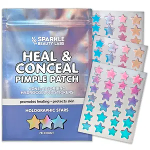 Heal & Conceal Pimple Patch - Cute Holographic Star Shaped Acne Patches, Fun Hydrocolloid Zit Stickers for Face (Iridescent Stars, 78 Count) by Sparkle Beauty Labs