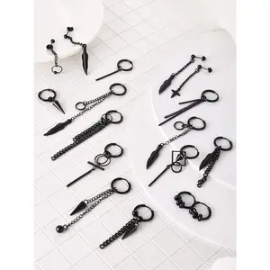 20 Pcs Stainless Steel Pendant Earrings Men Dangle Earrings Huggie Hinged Hoop Beauty & Personal Care