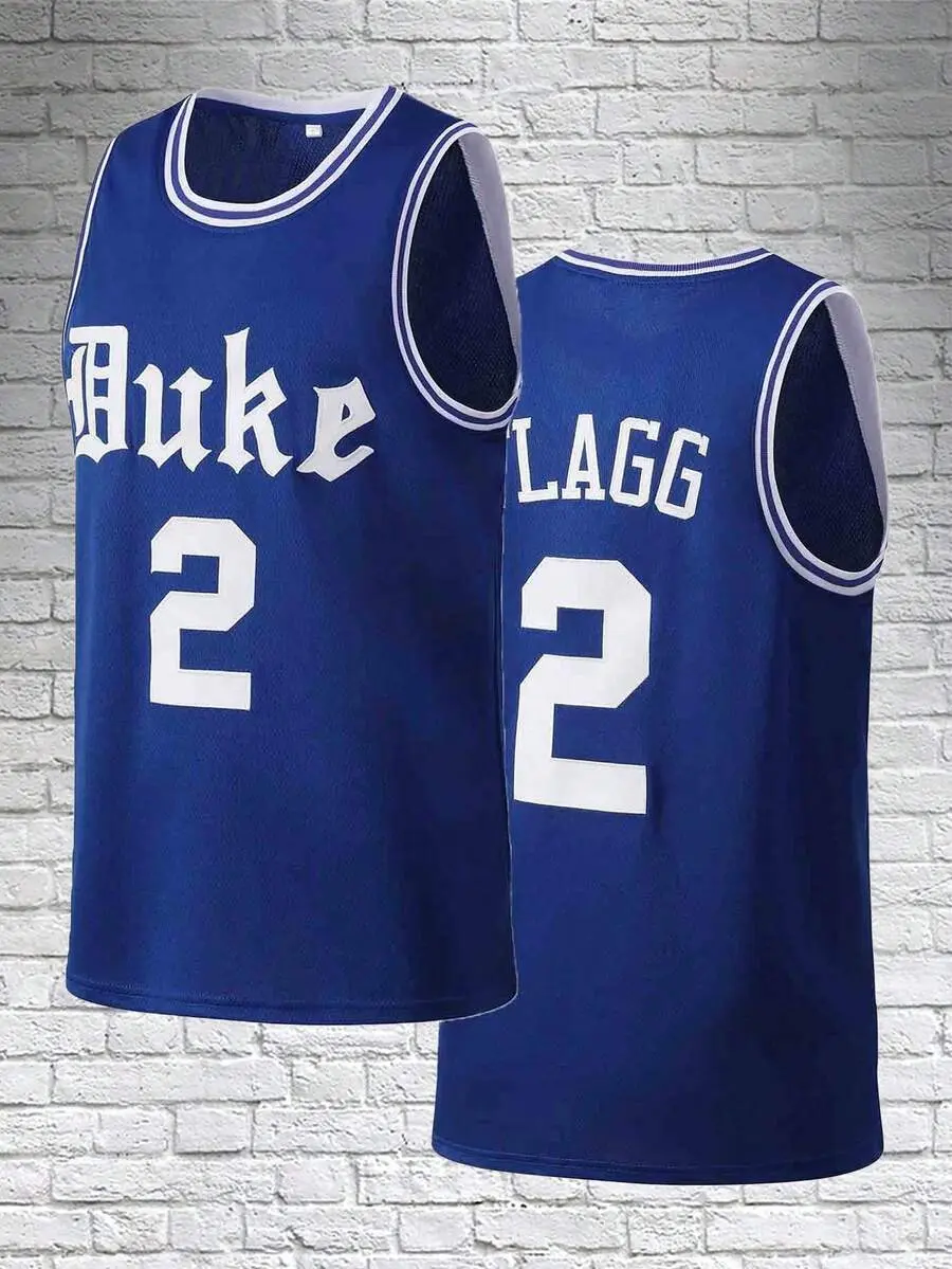 Atonmore 2 Pcs Men's Basketball Jersey, Sleeveless Sport Vest With Embroidery Stitching, Blue Spring