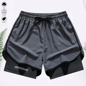 Men’s quick-dry, stretchy summer training shorts with built-in liner—lightweight, breathable running shorts that are versatile for gym workouts and beach trips; a stylish 2‑in‑1 quick‑dry, breathable athletic short for training.