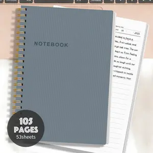 A5 Blue Spiral Notebook, Waterproof Hard Cover Lined Journal, Thick Paper, Transparent Protective Cover, Hand Account Record Book, Hardcover Spiral Notebook
