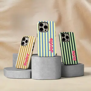 Custom Monogram Striped iPhone Case Compatible with iPhone 15 16 14 17 Pro Max 13 12 11 XR AIR XS Plus Cute Soft Silicone Drop Protection Rugged and Durable gift for her men's cool gadgets iphone 17 pro max cases girls