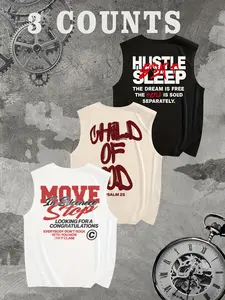 3-Pack Graphic Tank Tops - Hustle & Religious Streetwear Muscle Tees