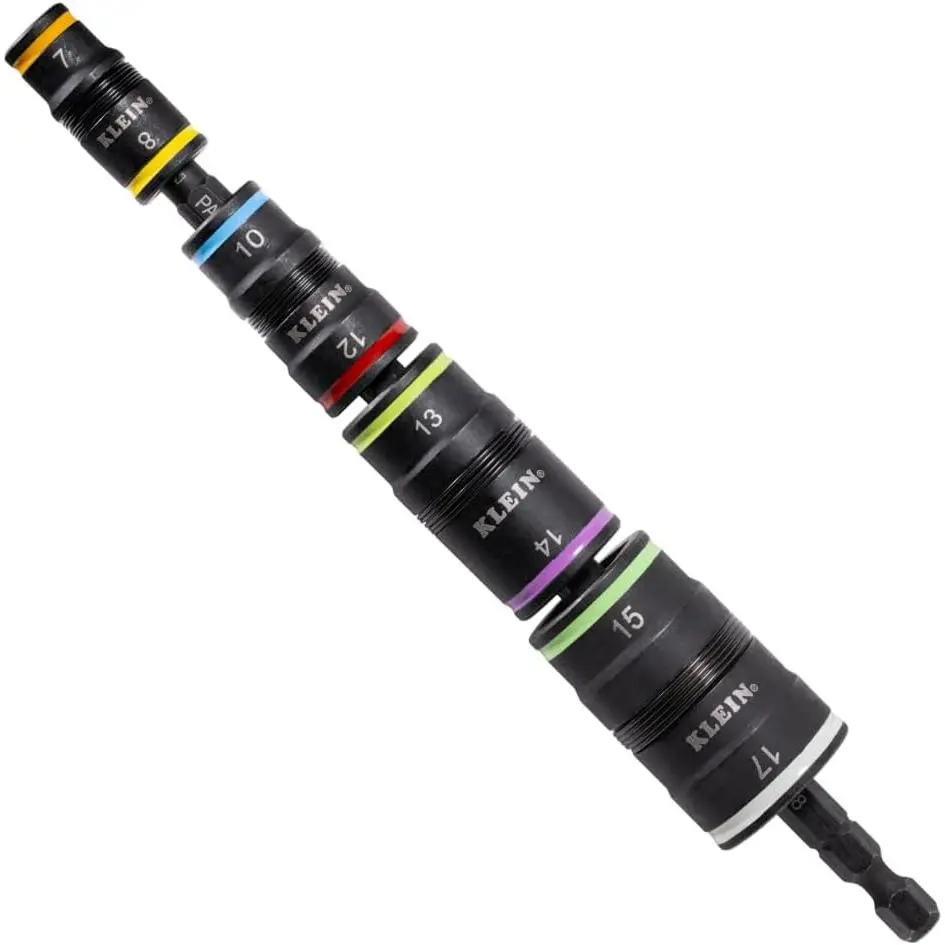 32933M 6-in-1 Metric Impact Socket Set, 3 Flip Sockets with 7, 8, 10, 12, 13 and 14 mm Nut Driver Sizes, Impact Rated 5-Inch Shaft