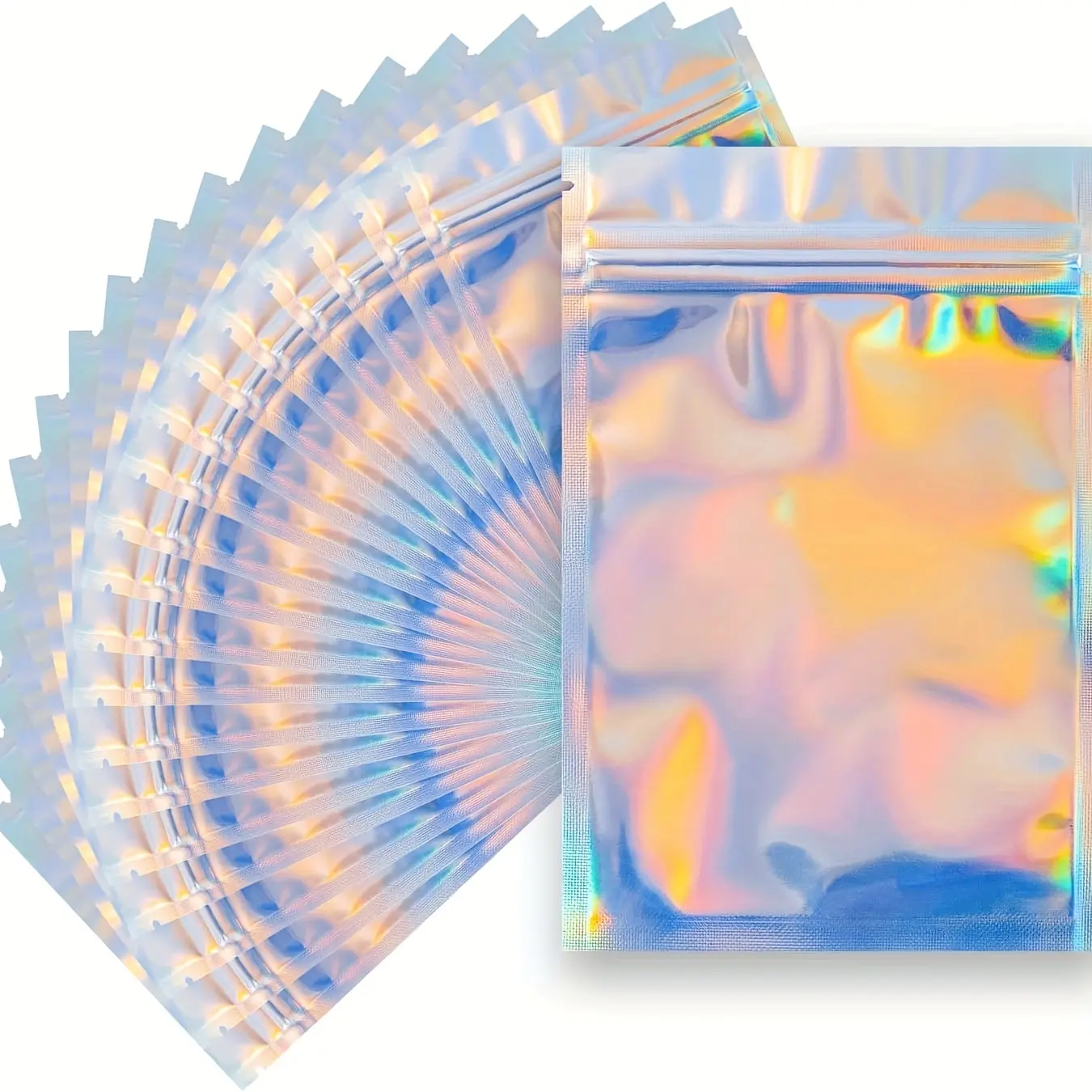 200 Self-sealing Flat Bags, Suitable for Foil Lock Packaging Bag Storage, Reusable Foil Bags, Heat-sealable and Resealable Bags, Ideal for Small Business Packaging, Jewelry, Etc., Holographic Resealable Bags