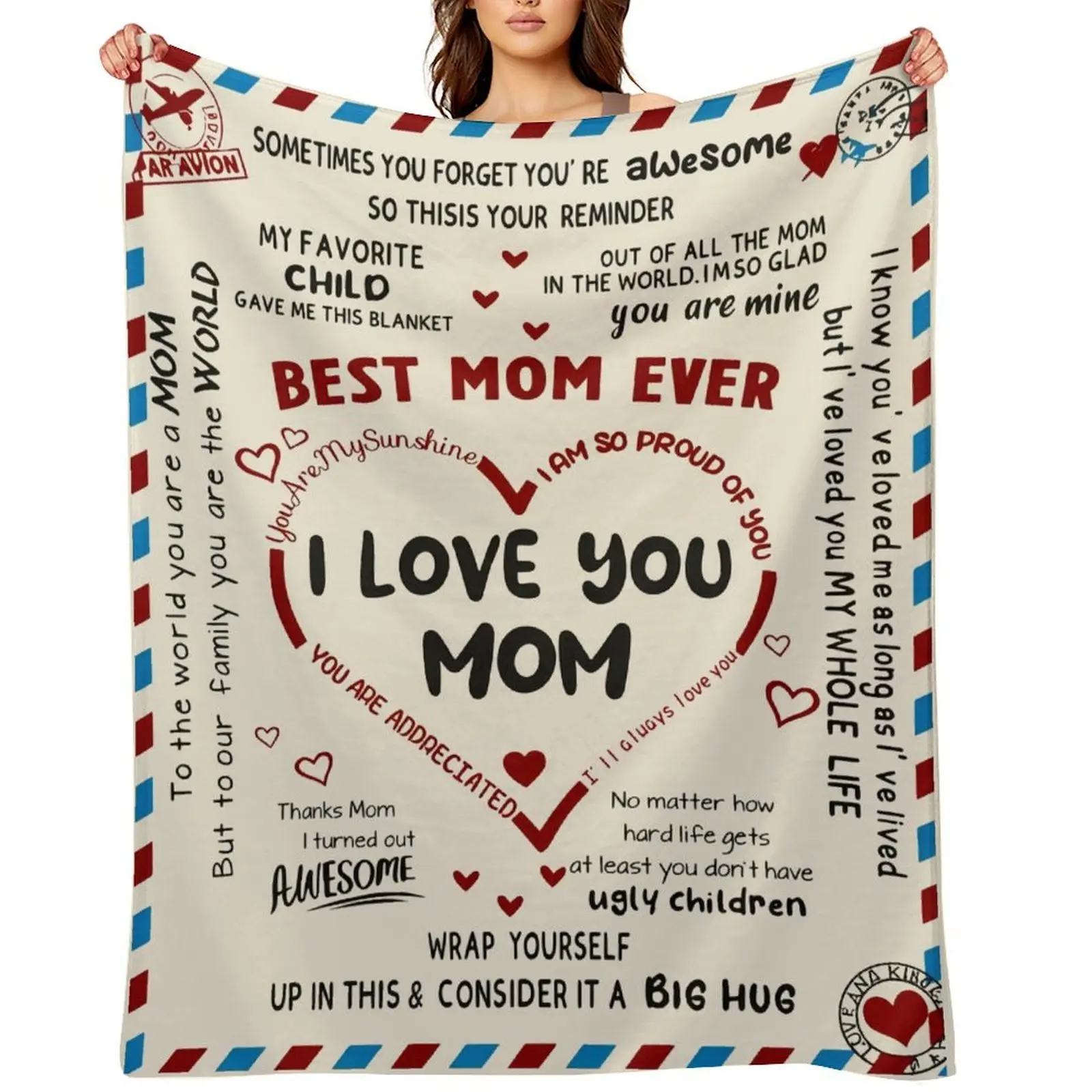 Personalized Fleece Mail Letter Blanket - Funny "Favorite Child" Mother's Day Gift for Mom, Cozy Throw for Living Room, Bedroom