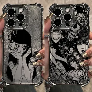 Horror Junji Ito Comics Plating Phone Case for Iphone 17 16 15 14 13 12 11 17Air Plus Pro Promax and Samsung Galaxy S26 S25 S24 S23 S22