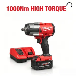 Milwaukee 1000Nm High Torque Electric Wrench Lithium Powered Hand Tool Used In Engineering Assembly Equipment Dismantling And Roadside Service Anti Slip Grip Efficient Heat Dissipation And Wear Resistant Drive Head