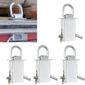 Heavy-Duty Trailer Stake Pocket D Rings with Anti-Loss Cord, Adjustable Stake Pocket Tie Downs Fit for Utility trailers, flatbed trailers and trucks, 4 Adjustable Holes