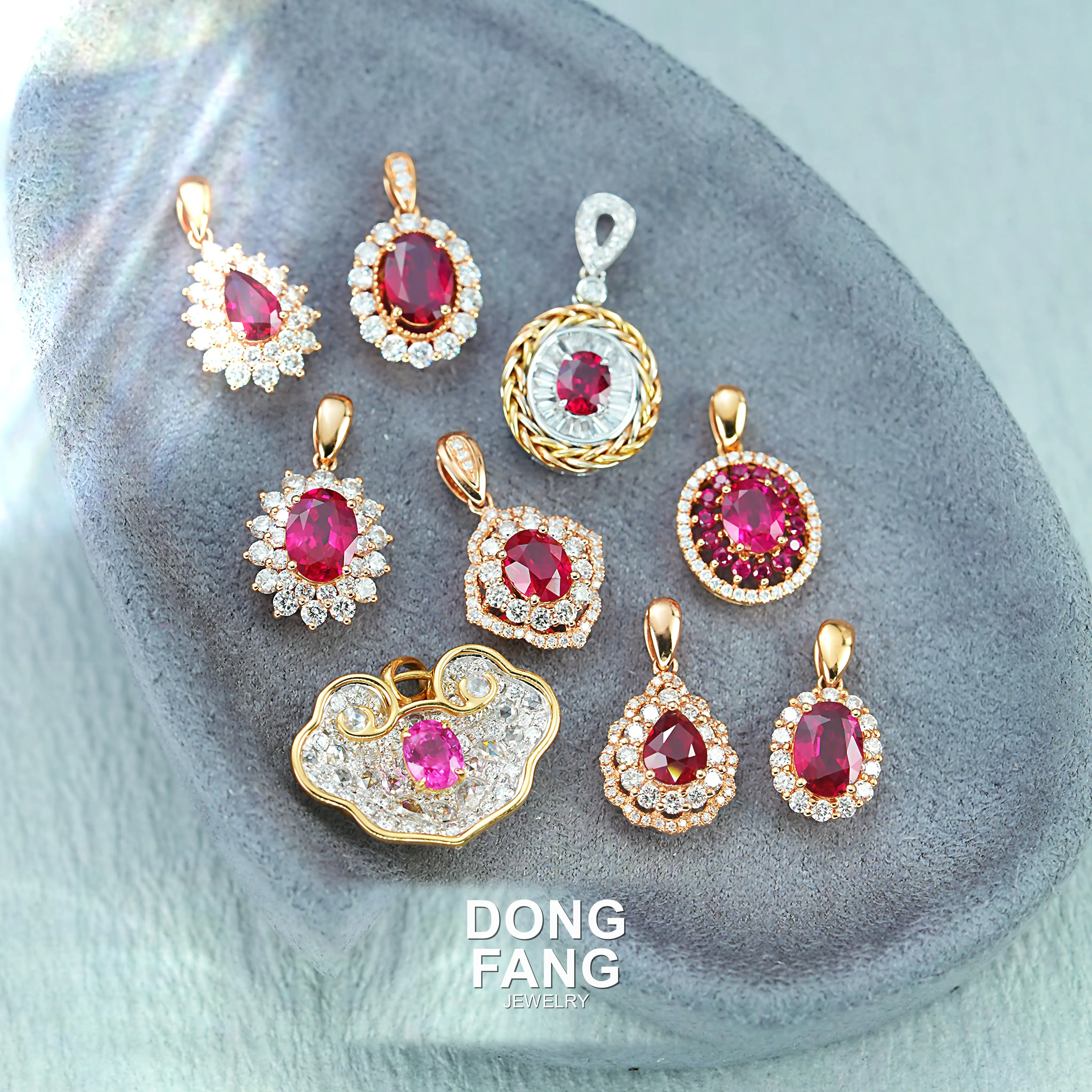 DONG FANG JEWELRY Unisex Natural Ruby Gemstone Stud Earrings