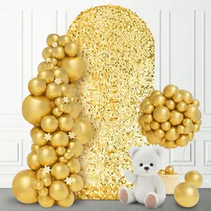 Bling Arch Backdrop Cover 6.6 FT Round Top Fitted Chiara Decoration for Wedding, Balloons, and Photo Use