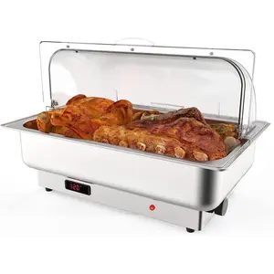 GARVEE 9QT Electric Chafing Dish Set with Temperature Control, Stainless Steel Buffet Servers and Warmers, Ideal for Catering Events, Available in Various Pan Configurations for Versatile Use