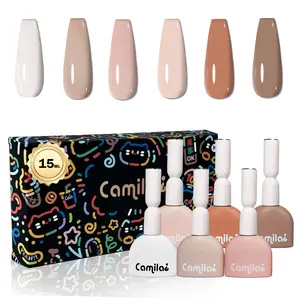Summervibes Camila 6PCS Nude Brown Gel Nail Polish Set, HEMA-Free & TPO-Free, Long Lasting Soak Off UV Gel for DIY Salon Nails