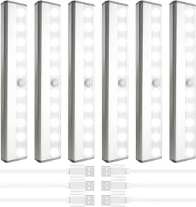 Led Motion Sensor Closet Lights 6 Pack, Wireless Under Cabinet Lighting Rechargeable Under Counter Lights, Homelife Motion Sensor LED Lights, Night Light Bar for Kitchen Wardrobe
