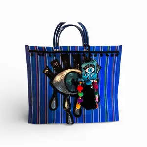 Mexican Maya Bag with Evil Eye applique Boho Aztec Purse