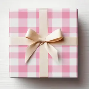 Pink Gingham Wrapping Paper Roll Light Pink Plaid Gift Wrapping Roll Baby Girl Gift Wrapping Pink Checkered Wrapping Paper Roll