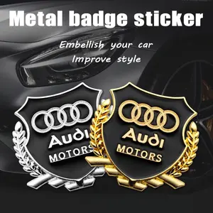 2pcs 3D Metal Emblem Stickers Wheat Shape Car Body Window Decoration Accessories for Audi Sline A3 A4 B5 B6 B7 B8 8P B9 8V 8L A6 C7 C6 A1 A5 A7 TT Q3 Q5 Q7 Q8 S3 S4 S5 S6 S7 RS3 RS5