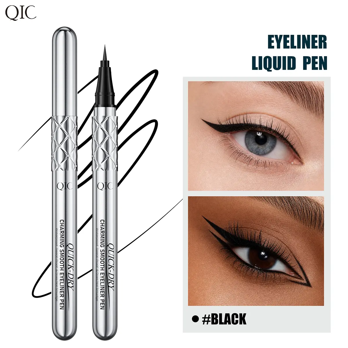 Winged Eyeliner Pen, Precision Black Liquid Eye Liner with Fine Tip, Waterproof Smudge Resistant Formula for Sharp Cat Eyes and Everyday Makeup.