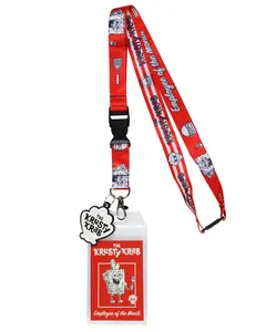Spongebob Squarepants Cartoon Krusty Krab Employee of the Month Breakaway Lanyard ID Badge Holder with 2" Rubber Charm