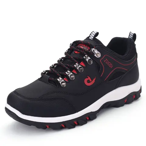 Men's All-Terrain Off-Road Casual Trainers - Male Mesh Sports Shoes with Laces, Non-Slip Waterproof Rubber Sole Trail Shoes for Outdoor Hiking (Sizes 39-48), Round Toe
