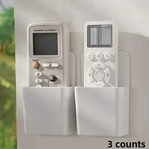 Wall Mounted Remote Control Storage Box, 3 Counts Adhesive Wall Mounted Storage Rack for Small Items, Home Storage & Organization