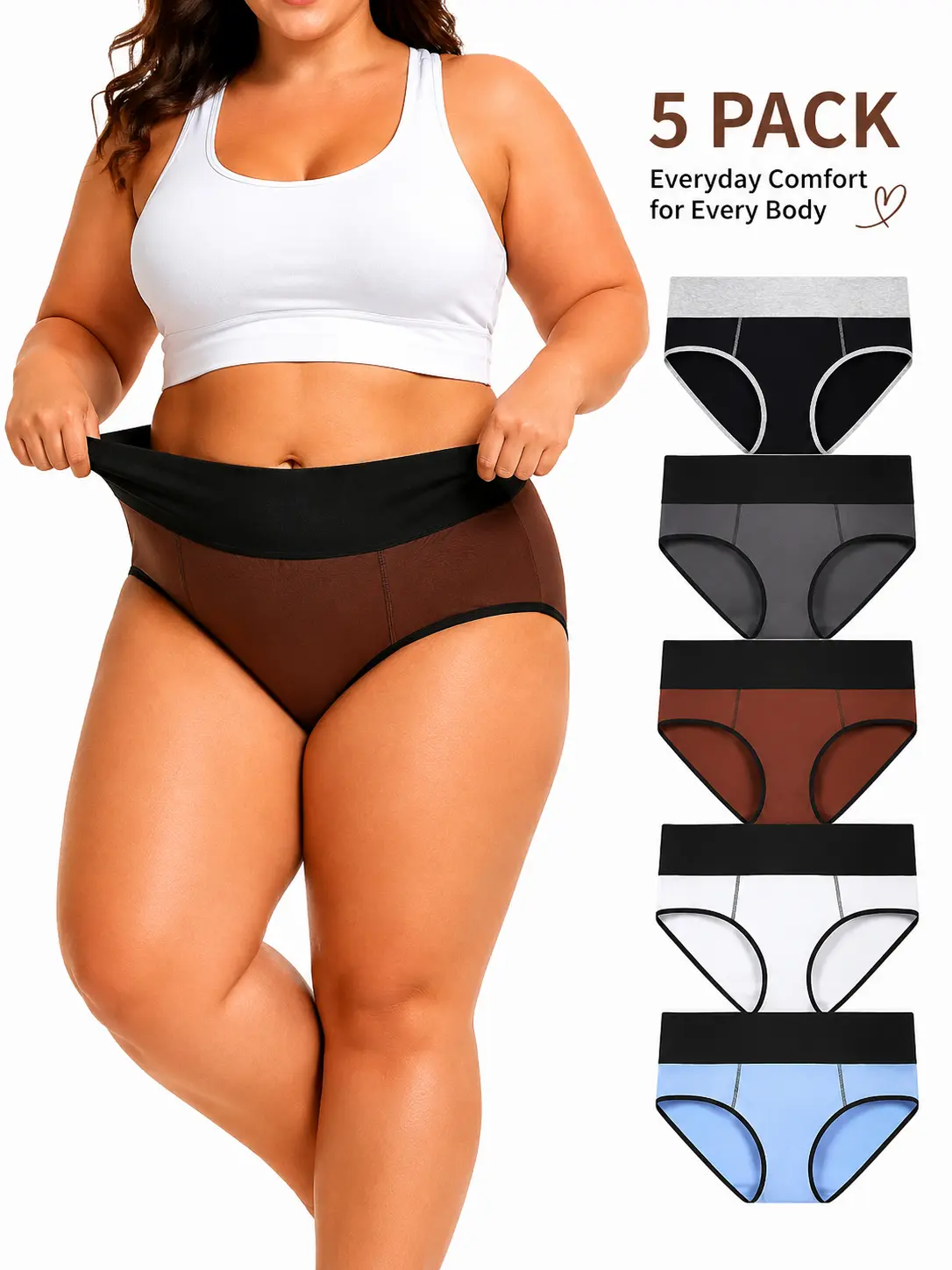 Women's Plus Size High-Waisted Cotton Briefs - Full Coverage, Tummy Control, No Ride Up, Comfortable, Eversoft, Breathable, Fit-Focused Underwear for Halloween, Family Gatherings, Working Days, All-Season Everyday Wear (Single/Multi Pack)