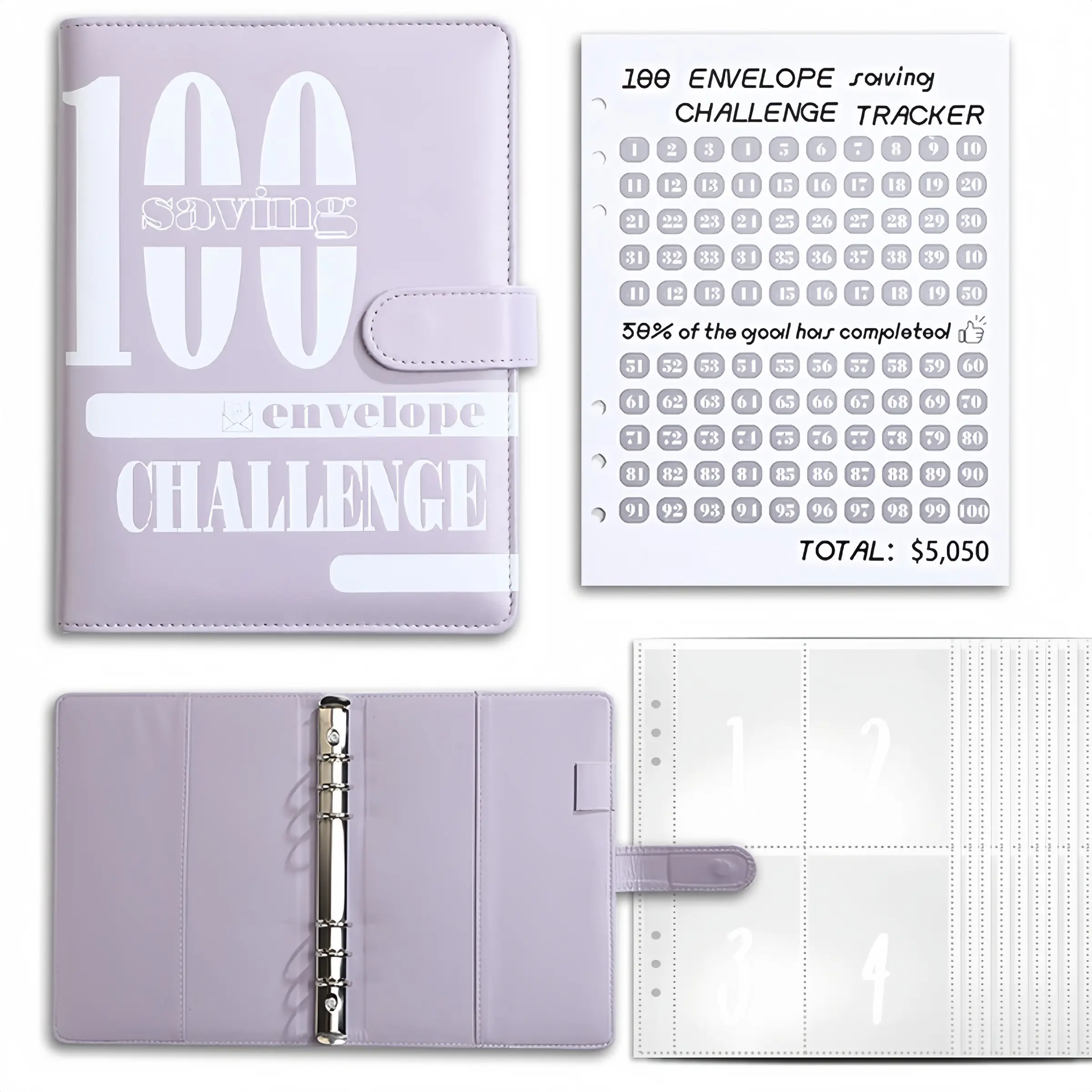 Money Saving Challenge Binder A5100 Days, Digital Amount Pages, Budget Envelopes, Track Savings Plan, Record Income & Expenses, Savings Challenge Planner, Savings Tracker Organizer