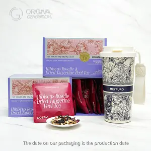 Live Special BOGO Kidney Tea 2.0 Version Caffeine Free Roselle /Hibiscus Tangerine Tea 2 Cartons (1Carton 100g 10g×10pcs)×2 With Adzuki Bean Pear Dried Tangerine Peel Sugarcane Mulberry Roselle Hawthorn Rose Apple Stevia With Forest Thermos