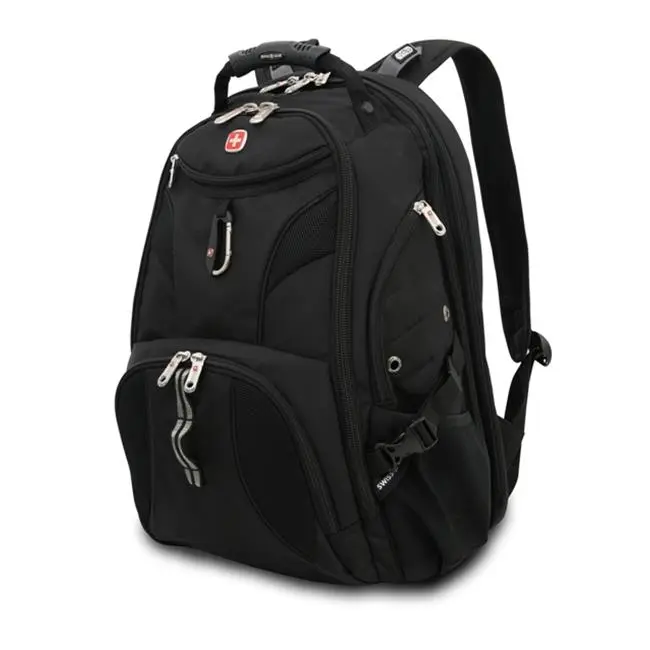 212 MAIN Scansmart Synthetic School Size Backpack - 18in Black, Laptop-Safe, Quick-Open, Scannable, Carry-On, Compact Multi-Compartment, Sunglasses Holder, Ultra Durable, Back to School Haul, Safety Features for Scanners