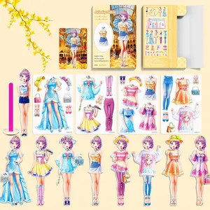 Magnetic Dress Up Paper Doll Playset Pretend Play Travel Game for Car Road Trip Activity Magnet Clothes Puzzles for Kids Toddler Girls Preschool Learning Imagine Birthday Gift