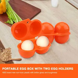 Plastic 2pcs Eggs Carrier Storage Box Container for Outdoor Picnic Camping Use Orange ABS Material Non Toxic Lightweight 2 Eggs Capacity