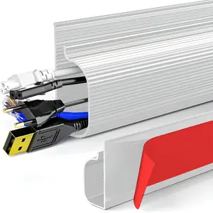 Yitap 40cm Desktop Cable Management Tray, Self-Adhesive PVC Hidden Storage Slot, Office Desk Wire Organizer, No Nails No Drilling Installation, Desk Accessories