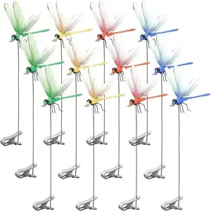 12PCS 3D Dragonfly Clips Outdoor Decor, Natural Insect Repellent, Fake Dragonfly Rod Clips for Garden Patio Yard Lawn, Hat Clips for Camping Fishing, Trending Outdoor Decor 2026