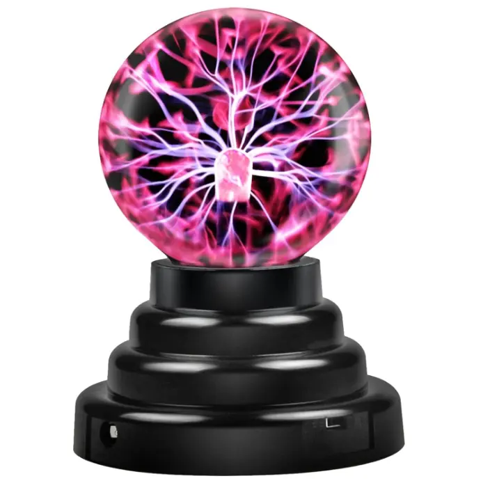 3-Inch Touch Sensitive Plasma Ball, Low Voltage Scientific Look Novelty Lamp, Room Decor for Halloween Aesthetic, Glow with Touch Science Gift
