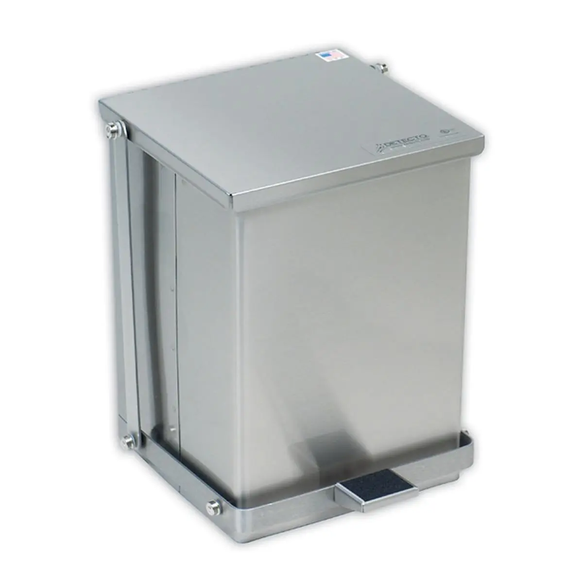 212 MAIN Detecto C-48 Stainless Steel Bin - 48 Qt/12 Gal Trash Storage Can, 23.5 in. H x 13 in. W x 14 in. D, Heavy Gauge, Step-On Lid, Self-Close Feature