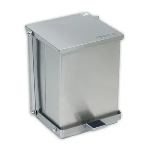 212 MAIN Detecto C-48 Stainless Steel Bin - 48 Qt/12 Gal Trash Storage Can, 23.5 in. H x 13 in. W x 14 in. D, Heavy Gauge, Step-On Lid, Self-Close Feature