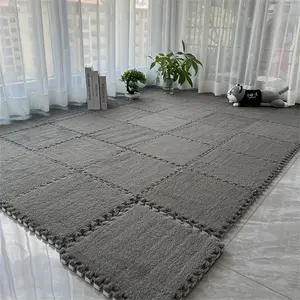 12-piece thick and seamless carpet, suitable for bedrooms and living rooms, bedside carpet, warm seamless pad, washable, soft and non-slip, size 29.97*29.97 centimeters, Non Slip Rug