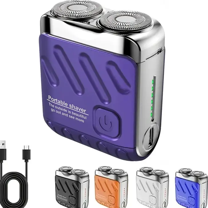 Portable Men's Electric Shaver with Dual Blades, Compact & Portable Design - Ideal Gift for Men (USB-C Charging, Cordless) - Christmas, Birthday, Father's Day Present, Mini Shaver, Highquality Blades, Business Travelers Clean Shave