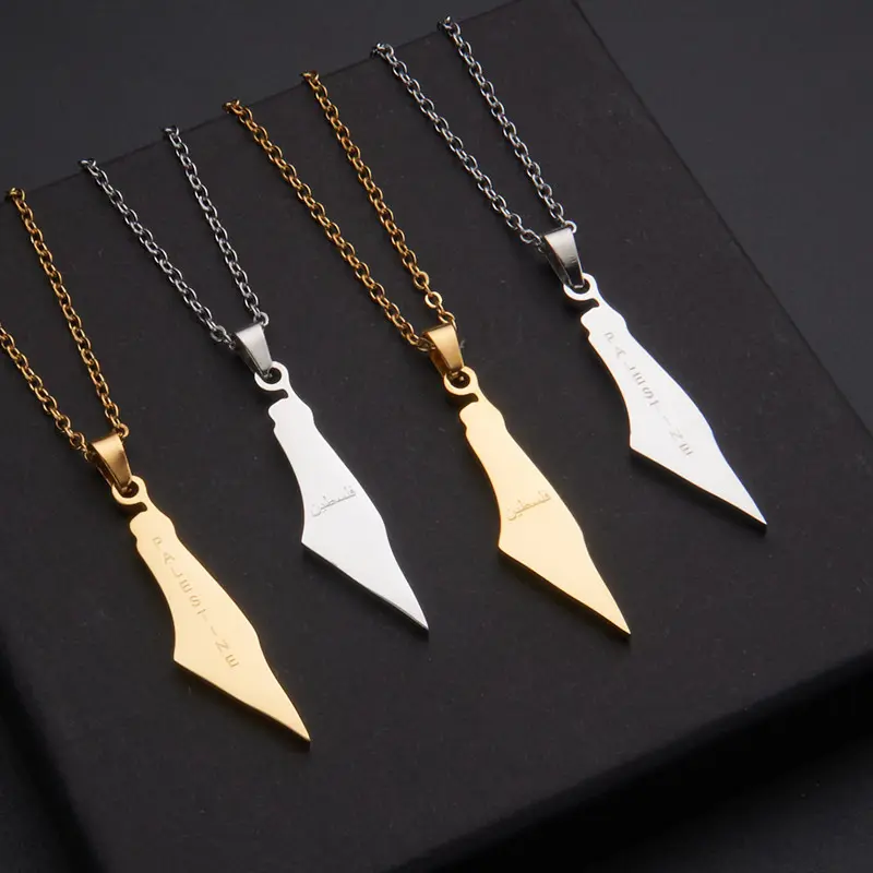 Charm Jewelry, Israel, Palestine Map Stainless Steel Pendant Necklace Fashion Letter Collarbone Necklace Women couple necklace