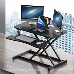 32 Inch Standing Desk Converter, Height Adjustable Sit to Stand Riser, Dual Monitor and Laptop Workstation with Wide Keyboard Tray for Home Office, Black