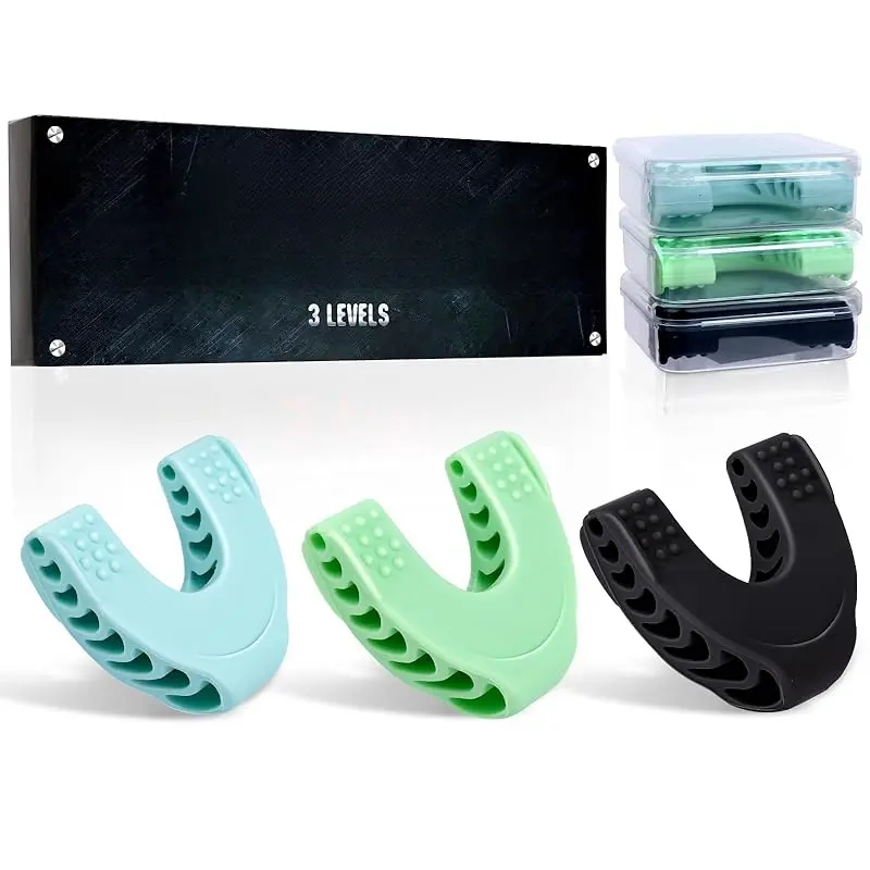 3PCS Jaw Shark Toner for Men & Women, 3 Resistance Levels Silicone Jaw Toner for Beginner, Intermediate & Advanced Users, Jawline Exerciser, Jaw Exerciser