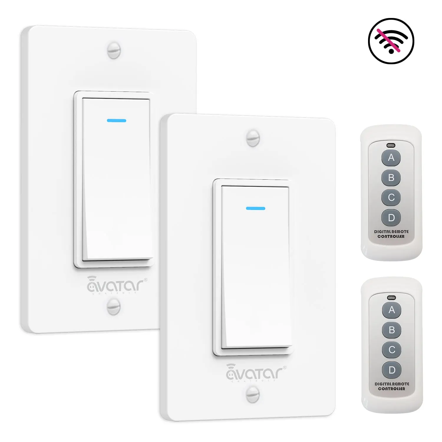 Avatar Controls US Light Switch with Remote Kit 2-Pack No Wi-Fi or App Needed 50-Foot Range Easy DIY Installation Reliable Performance